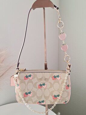 NWT Coach Nolita 19 In Signature With Strawberry Print CB603